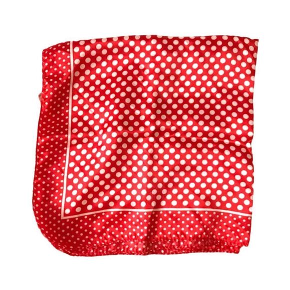 Women`s Small Square Scarf Bandana Red White Polka Dot Headwear Neck Scarf - Picture 1 of 3